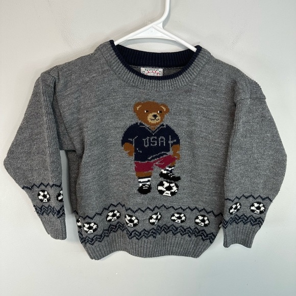Polar Other - Youth Big Bear Graphic Knit Sweater Soccer Grey by Polar Size 4 Small